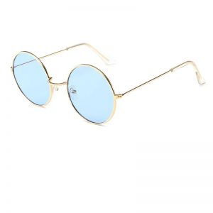 Кръгли очила със сини стъкла жълти рамки