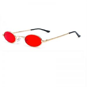 Овални очила тесни червени стъкла