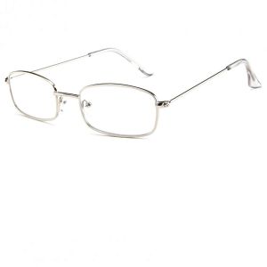 Правоъгълни прозрачни очила сребърни рамки