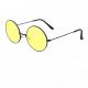 Кръгли очила с жълти стъкла черни рамки